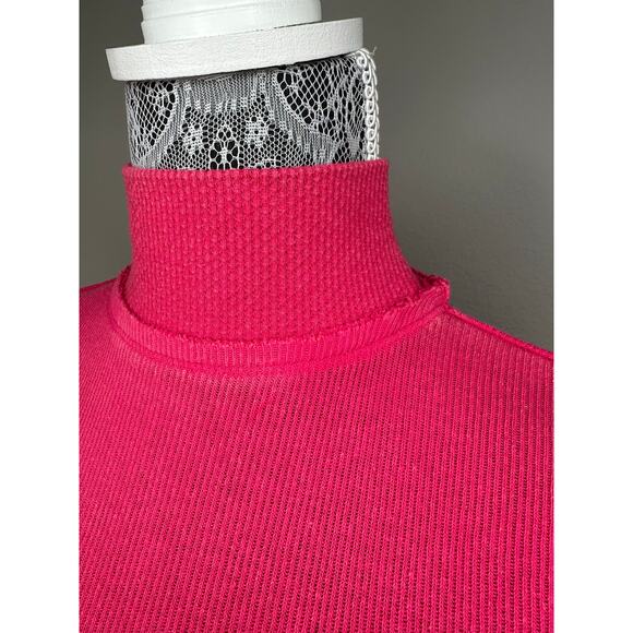 FREE PEOPLE Rivet Studded Cuff Mock Neck Thermal Long Sleeve Shirt Top XS - Picture 6 of 9